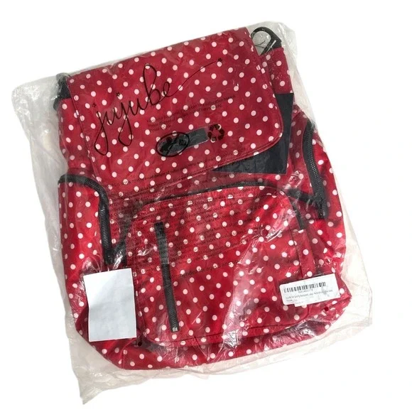 JuJuBe Be Sporty Disney Backpack‎ Diaper Bag Minnie Mouse Red Polka Dot NWT - Picture 2 of 9